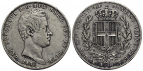 Carlo Alberto (1831-1849) . 5 Lire. 1836 T . AG RR Pag. 240; Mont. 114. BB/BB+