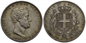 Carlo Alberto (1831-1849) . 5 Lire. 1837 G . AG Pag. 241; Mont. 117 Bella patina. SPL