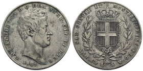 Carlo Alberto (1831-1849) . 5 Lire. 1849 G . AG Pag. 265; Mont. 141. BB