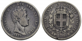 Carlo Alberto (1831-1849) . 2 Lire. 1835 T . AG RRR Pag. 273; Mont. 147. qBB