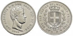 Carlo Alberto (1831-1849) . 2 Lire. 1844 T . AG RR Pag. 282; Mont. 156. BB/BB+