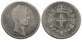 Carlo Alberto (1831-1849) . Lira. 1832 G . AG R Pag. 292; Mont. 168. MB