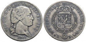 Vittorio Emanuele I (1802-1821) . 5 Lire. 1817 . AG R Pag. 11; Mont. 25. BB