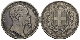 Vittorio Emanuele II (1849-1861) . 5 Lire. 1850 G . AG R Pag. 370; Mont. 41. qBB