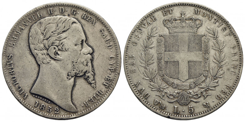 Vittorio Emanuele II (1849-1861) . 5 Lire. 1852 G . AG R Pag. 374; Mont. 45. BB/...