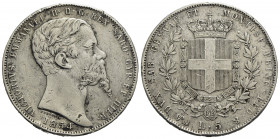 Vittorio Emanuele II (1849-1861) . 5 Lire. 1854 G . AG R Pag. 377; Mont. 49 Colpetti. BB