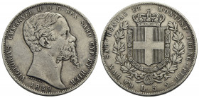 Vittorio Emanuele II (1849-1861) . 5 Lire. 1859 G . AG R Pag. 387; Mont. 59. BB+