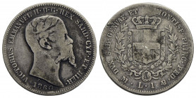 Vittorio Emanuele II (1849-1861) . Lira. 1860 M . AG Pag. 416; Mont. 90. MB+