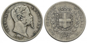 Vittorio Emanuele II Re eletto (1859-1861) . Lira. 1859 B . AG R Pag. 438; Mont. 110. MB/BB