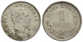 Vittorio Emanuele II Re d'Italia (1861-1878) . Lira. 1863 M Valore . AG R Pag. 516; Mont. 208. qFDC