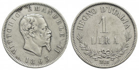 Vittorio Emanuele II Re d'Italia (1861-1878) . Lira. 1863 M Valore . AG R Pag. 516; Mont. 208. BB-SPL