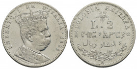 Eritrea . 2 Lire. 1896 . AG R Pag. 633; Mont. 83. qSPL/SPL