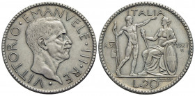 Vittorio Emanuele III (1900-1943) . 20 Lire. 1927 A VI Littore . AG Pag. 672; Mont. 65. BB+