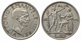 Vittorio Emanuele III (1900-1943). Roma. 20 lire Littore 1928 anno VI Ag (15 g - 35.6 mm). Gig. 37. BB
