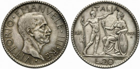 Vittorio Emanuele III (1900-1943). Roma. 20 lire Littore 1928 anno VI Ag (15 g - 35.6 mm). Gig. 37. BB+