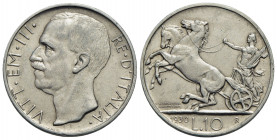 Vittorio Emanuele III (1900-1943) . 10 Lire. 1930 Biga . AG R Pag. 695; Mont. 95. BB+