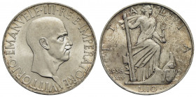 Vittorio Emanuele III (1900-1943) . 10 Lire. 1936 XIV Impero . AG Pag. 700; Mont. 101 Fondi lucenti e principio di patina. FDC
