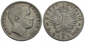 Vittorio Emanuele III (1900-1943) . 2 Lire. 1902 Aquila . AG R Pag. 726; Mont. 141. BB