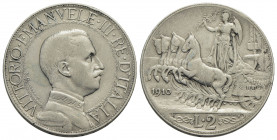 Vittorio Emanuele III (1900-1943) . 2 Lire. 1910 Quadriga veloce . AG R Pag. 733; Mont. 148. MB-BB