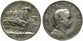 Vittorio Emanuele III (1900-1943). 2 lire 1911 Ag (9.97 g - 27 mm). Gig. 98 - R2. qBB
