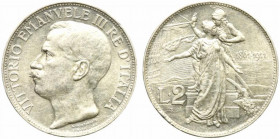 Vittorio Emanuele III (1900-1943). Roma. 2 lire 1911 "Cinquantenario". Ag (10 g). Gig. 100. SPL