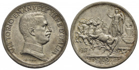 Vittorio Emanuele III (1900-1943) . 2 Lire. 1917 Quadriga briosa . AG R Pag. 740; Mont. 157 Patinata. FDC