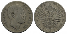 Vittorio Emanuele III (1900-1943) . Lira. 1905 Aquila . AG RR Pag. 765; Mont. 190. MB+