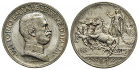 Vittorio Emanuele III (1900-1943) . Lira. 1915 Quadriga briosa . AG Pag. 773; Mont. 200 Stupenda patina su fondi brillanti. FDC