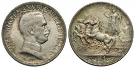 Vittorio Emanuele III (1900-1943) . Lira. 1917 Quadriga briosa . AG Pag. 775; Mont. 202 Stupenda patina iridescente. FDC