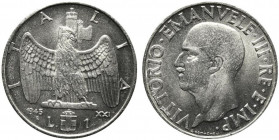 Vittorio Emanuele III (1900-1943). Roma. 1 lira 1943.Gig. 159 R. FDC