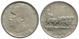Vittorio Emanuele III (1900-1943) . 50 Centesimi. 1924 L . NI RRR Pag. 804; Mont. 241. MB+