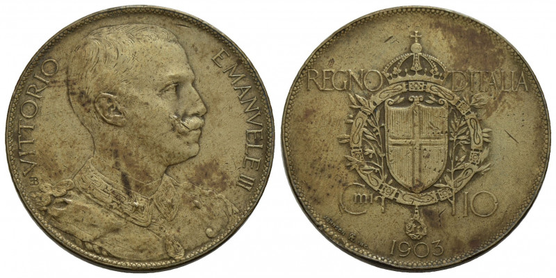 Vittorio Emanuele III (1900-1943) . 10 Centesimi. 1903 . _BR_ R Pag. P.P. 316; M...