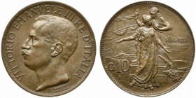 Vittorio Emanuele III (1900-1943). Roma. 10 centesimi 1911 "Cinquantenario". qFDC