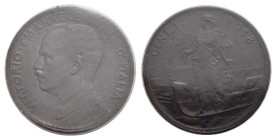 Vittorio Emanuele III (1900-1943) . Centesimo. 1918 Prora . CU R Pag. 955; Mont. 432 Periziata Rocco di Torrepadula. SPL+