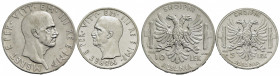 Albania . 10 e 5 Lek. 1939 XVII . AG R Pag. 991/992; Mont. 483/485. BB+