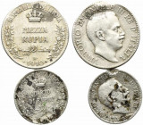 Vittorio Emanuele III (1900-1943). Somalia Italiana. Lotto di 2 monete 1910 Mezza Rupia e Quarto di Rupia. Ag. MB da montatura