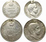 Vittorio Emanuele III (1900-1943). Somalia Italiana. Lotto di 2 monete 1912 Una Rupia e Mezza Rupia. Ag. MB da montatura