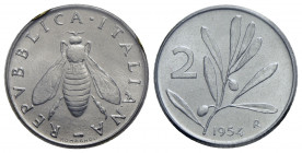 Repubblica Italiana (emissioni in lire) (1946-2001) . 2 Lire. 1954 . IT Mont. 3 Periziata. FDC