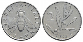 Repubblica Italiana (emissioni in lire) (1946-2001) . 2 Lire. 1958 . IT RR Mont. 7. SPL+