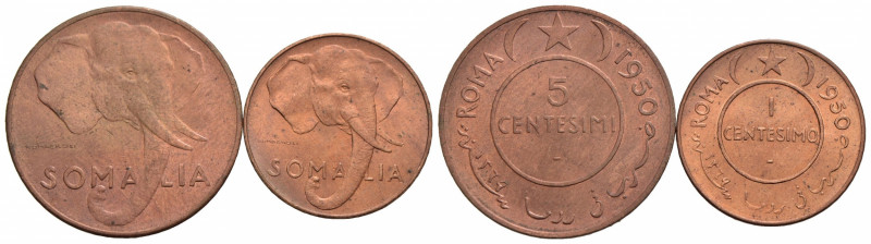 A.F.I.S. (1950-1960) . 5 Centesimi. 1950 . CU Mont. 8 assieme a 1 c. - Lotto di ...