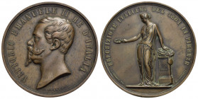 SAVOIA . Vittorio Emanuele II Re d'Italia (1861-1878) . Medaglia. 1861 - Esposizione Internazionale Firenze Opus: Ferraris Ø: 55 mm. . (AE g. 95,9). B...