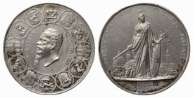 SAVOIA. Vittorio Emanuele II. Medaglia Prima Esposizione Italiana Firenze 1861. AE argentato (54,6 g - 54,2 mm) Opus Niccolini - Farnesi. BB-SPL