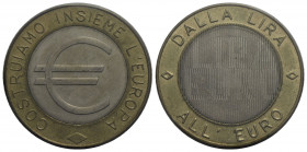 REPUBBLICA . Repubblica Italiana (emissioni in lire) (1946-2001) . Medaglia. 1999 - Dalla lira all'euro Ø: 28 mm. . BI Periziata. FDC