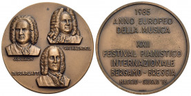 CITTA' . Bergamo . Medaglia. 1985 - Anno europeo della musica Opus: Lorioli Ø: 50 mm. . AE. FDC