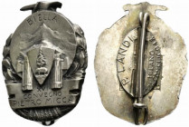 BIELLA. Ventennio Fascista. Distintivo XVI convegno Pietro Micca. Metallo argentato (6,62 g - 27x22 mm).