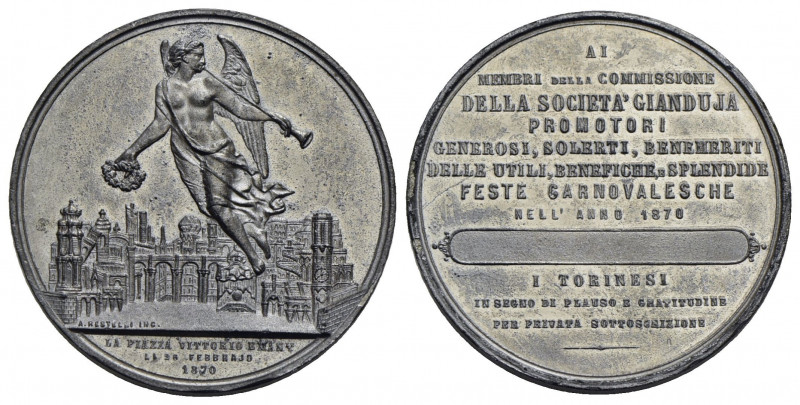 Torino . Medaglia. 1870 - Feste Carnevale Società Gianduja Opus: Restelli Ø: 50 ...