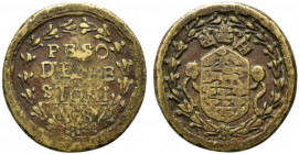 ROMA. Innocenzo XI (1676-1689) Peso monetale Testone AE (8.82 g - 25.7 mm). D/stemma. R/scritta su tre righe PESO / DE TE / STONI / M.S. rif.Mazza 271...