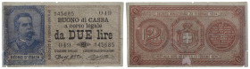 BUONI DI CASSA . Umberto I (1878-1900) . 2 Lire. 15/02/1897 - Serie 45-54 . RRRR Alfa 24; Lireuro 6D Dell'Ara/Righetti Angolo in basso a s. restaurato...
