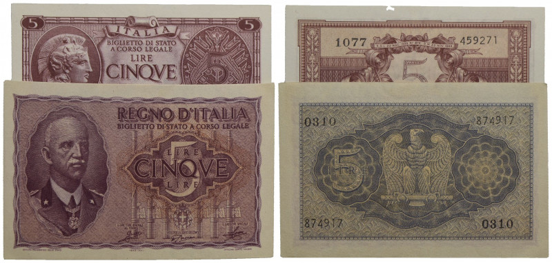 BIGLIETTI DI STATO . Vittorio Emanuele III (1900-1943) . 5 Lire. 1944 - XXII . A...