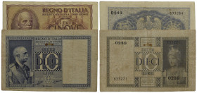 BIGLIETTI DI STATO . Vittorio Emanuele III (1900-1943) . 10 Lire. 1935 XIII - Impero . Alfa 83; Lireuro 18A Grassi/Collari/Rosi Bernardini assieme a 5...